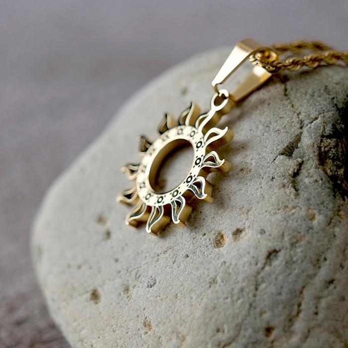 メール便送料無料 82. サンバースト ネックレス ゴールド 40cm