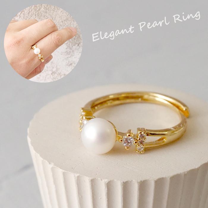 メール便送料無料 09. 淡水パール リング ラインストーン 指輪 高見え