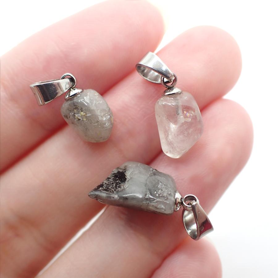 ブラジル産 フェナカイト 原石 SUS316 ペンダントトップ 約1.5〜2ct