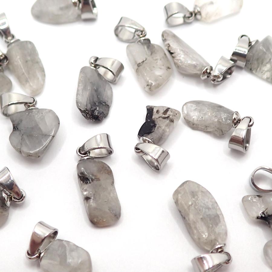 ブラジル産 フェナカイト 原石 SUS316 ペンダントトップ 約1.5〜2ct