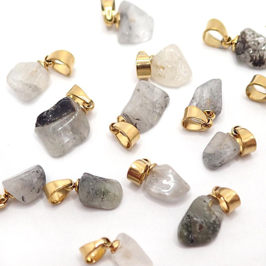 ブラジル産 フェナカイト 原石 SUS316 ペンダントトップ 約1.5〜2ct