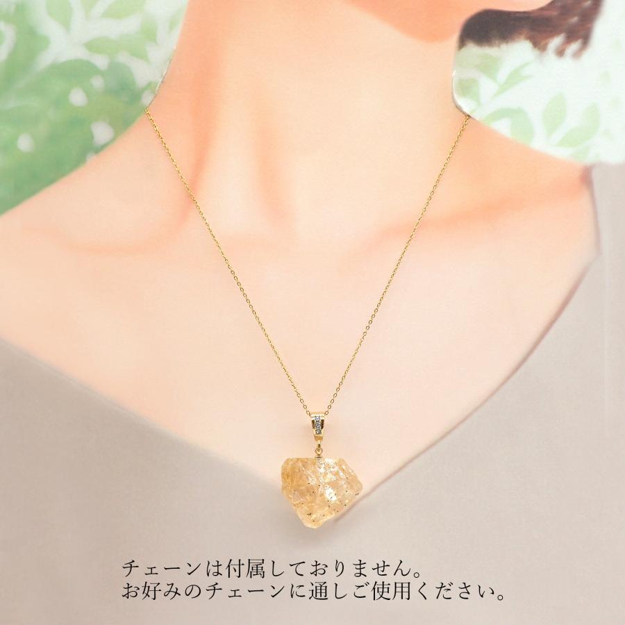 17. シトリン 原石 ペンダントトップ ゴールド SUS316L ブラジル産
