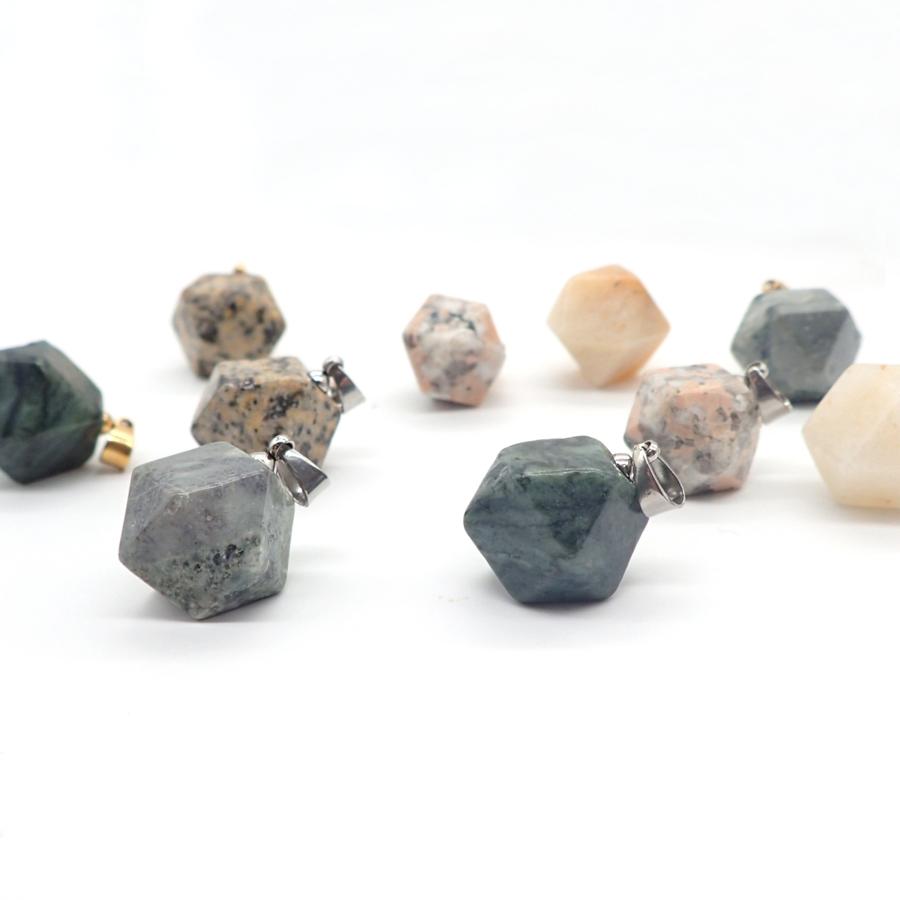 43. 日本銘石 14面体 5種類 ペンダントトップ SUS316 日本製 1個