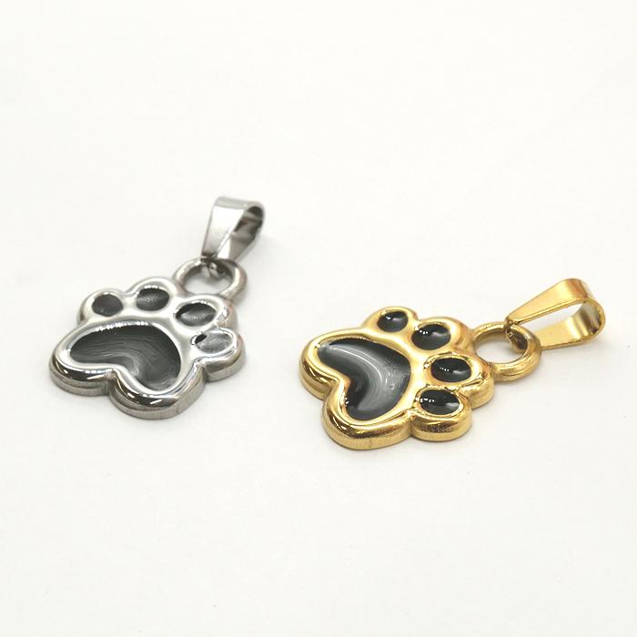 ステンレス ペンダントトップ 82. 肉球 ペット 犬 猫 ハンドメイド