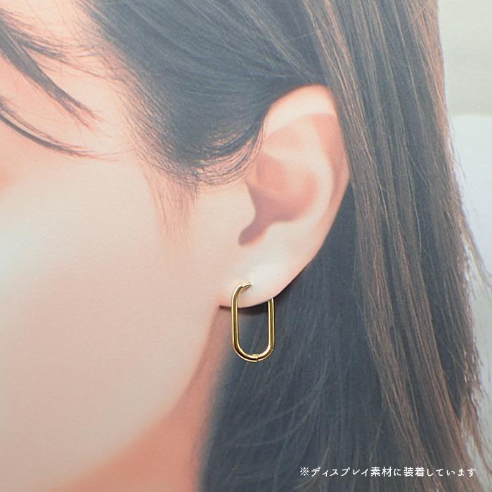 サージカルステンレス (51) ロングオーバル U型 ピアス ゴールド 1ペア