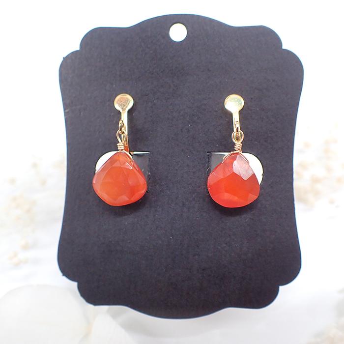 カーネリアン マロンカット イヤリング / ピアス (63) 1ペア