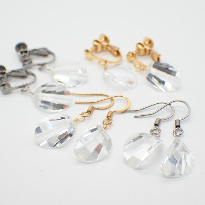 No.1426 大粒 大変希少 モルダバイト 平ドロップ ピアス イヤリング