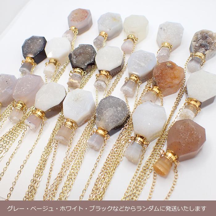 天然石 Kタイプ 香水瓶 ネックレス ドゥルージー ダイヤ型 メッキ
