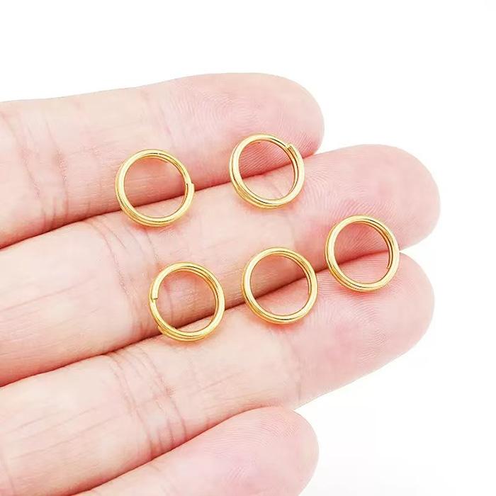 サージカルステンレス製 二重カン ゴールド 50個売り 5mm 6mm 7mm 8mm