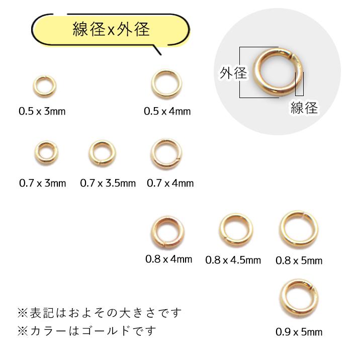 サージカルステンレス 丸カン (22) ピンクゴールド 30個売り 9種類