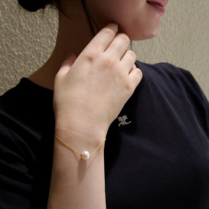 SV925 ブレスレット レディース 淡水パール 一粒ブレスレット 日本製
