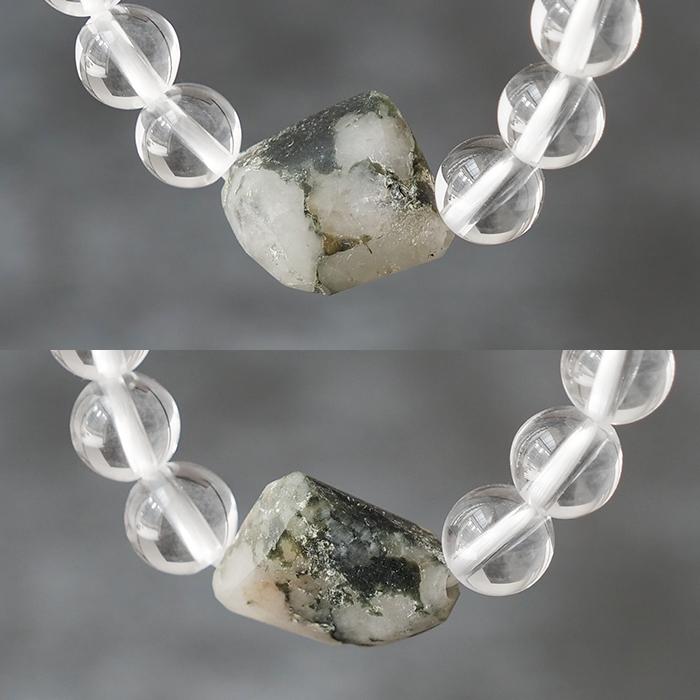 フェナカイト 天然水晶 ブレスレット 約8mm (B)約17.0×16.0mm ロシア産