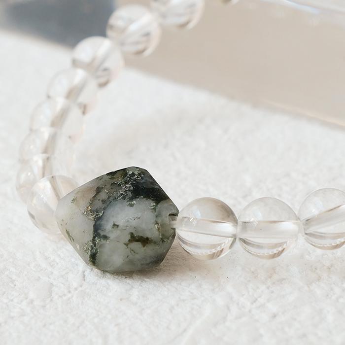 フェナカイト 天然水晶 ブレスレット 約8mm (B)約17.0×16.0mm ロシア産