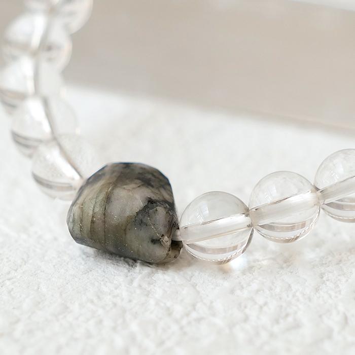 フェナカイト 天然水晶 ブレスレット 約8mm (C)約14.0×15.8mm ロシア産
