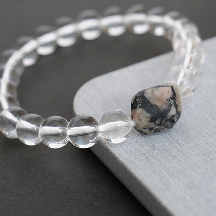 フェナカイト 天然水晶 ブレスレット 約8mm (D)約10.0×14.5mm ロシア産