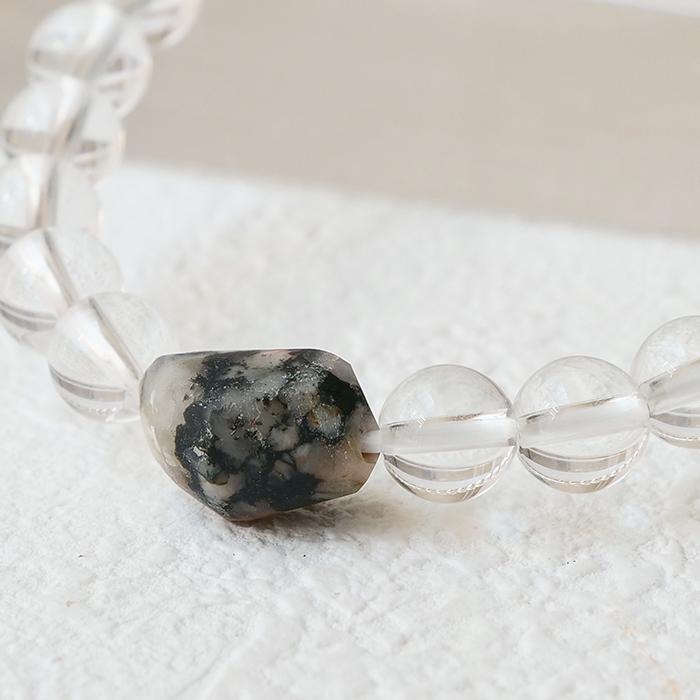 フェナカイト 天然水晶 ブレスレット 約8mm (D)約10.0×14.5mm ロシア産
