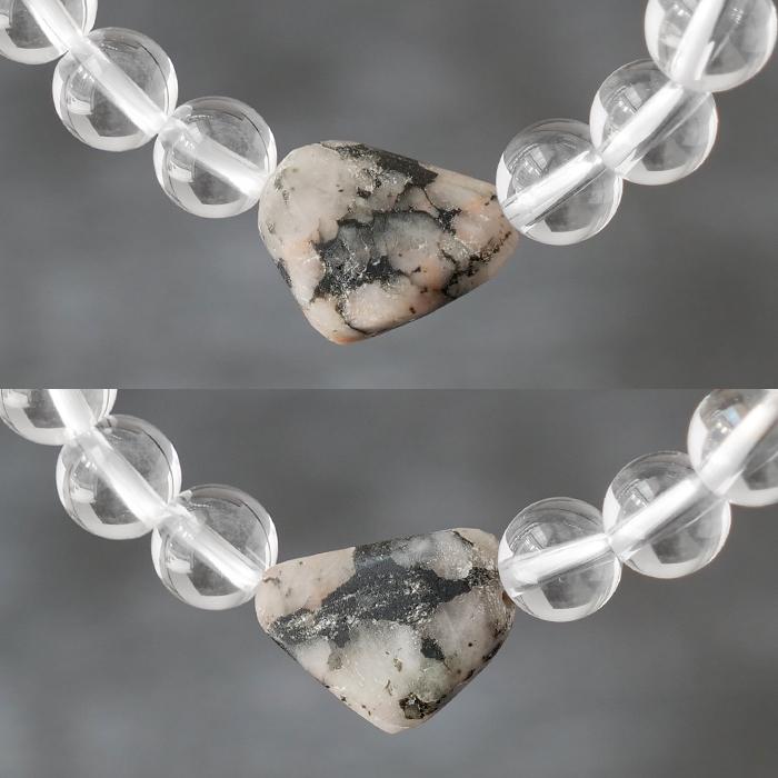 フェナカイト 天然水晶 ブレスレット 約8mm (E)約12.0×16.5mm ロシア産