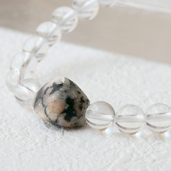 フェナカイト 天然水晶 ブレスレット 約8mm (E)約12.0×16.5mm ロシア産