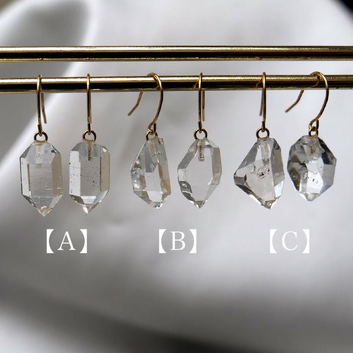 ピアス レディース 18k 18金 ハーキマーダイヤモンド アメリカ産
