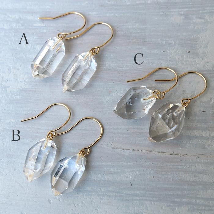ピアス レディース 18k 18金 ハーキマーダイヤモンド アメリカ産