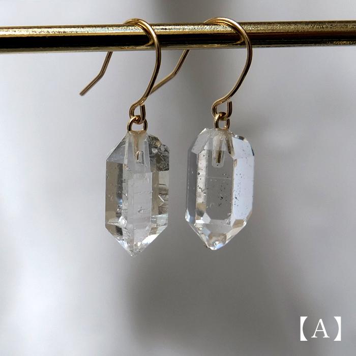 ピアス レディース 18k 18金 ハーキマーダイヤモンド アメリカ産