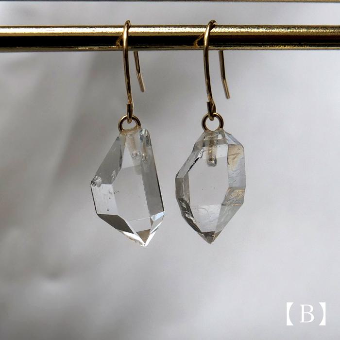 ピアス レディース 18k 18金 ハーキマーダイヤモンド アメリカ産