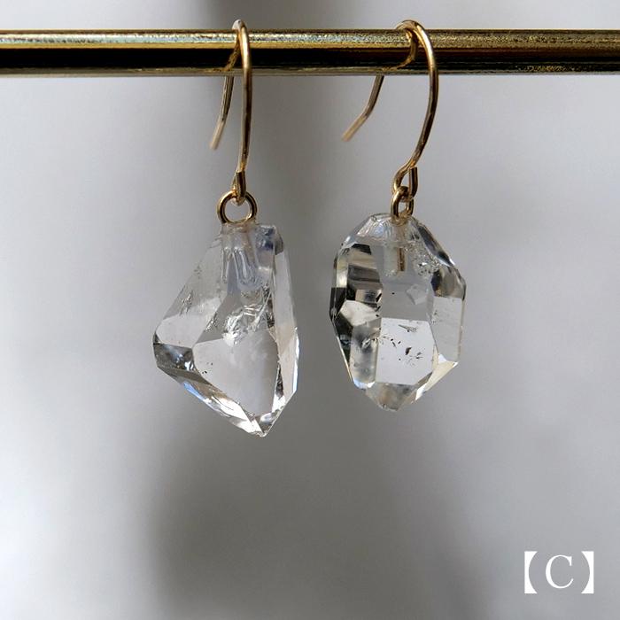 ピアス レディース 18k 18金 ハーキマーダイヤモンド アメリカ産