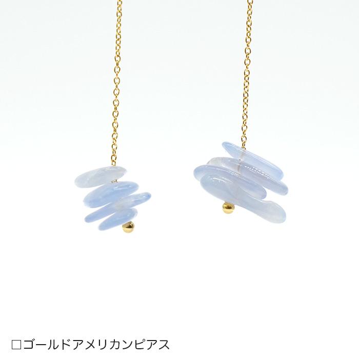 メール便送料無料 ブルーカルセドニー ピアス （k07） ステンレス製