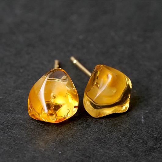 シトリン スタッドピアス ブラジル産 日本製 天然石 レディース 11月