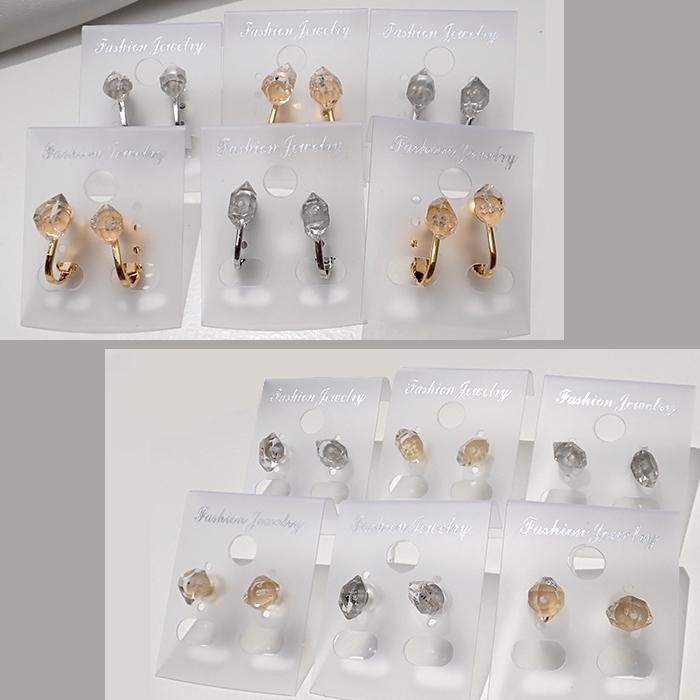 金属アレルギー対応 ステンレス ピアス イヤリング ハーキマー