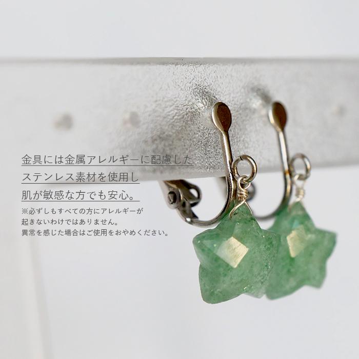金属アレルギー対応 ステンレス イヤリング グリーンストロベリー