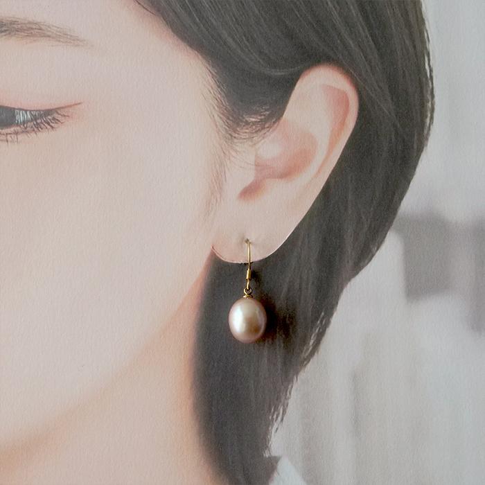 ピアス レディース 淡水 パール 真珠 フック イヤリング 一粒