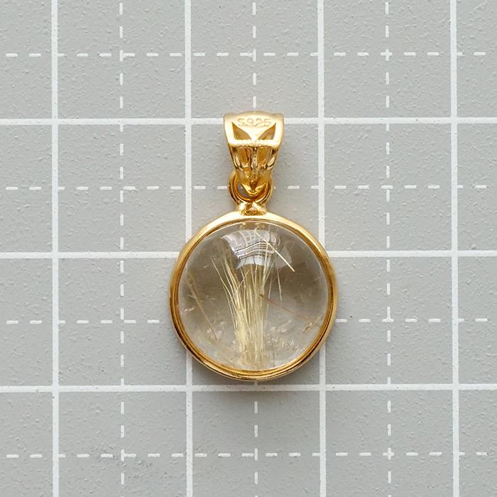 ルチルクォーツ トップ ラウンド Lサイズ 天然石 ブラジル産 4月