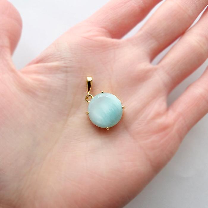 ラリマー ペンダントトップ 【16mm】 ラウンド型 ドミニカ産 日本製 6