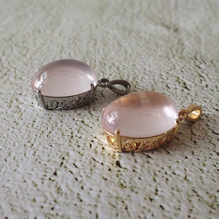 ローズクォーツ (41) ペンダントトップ ステンレス SUS304 金属