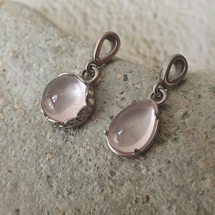 ローズクォーツ (50) ペンダントトップ サージカルステンレス SUS316
