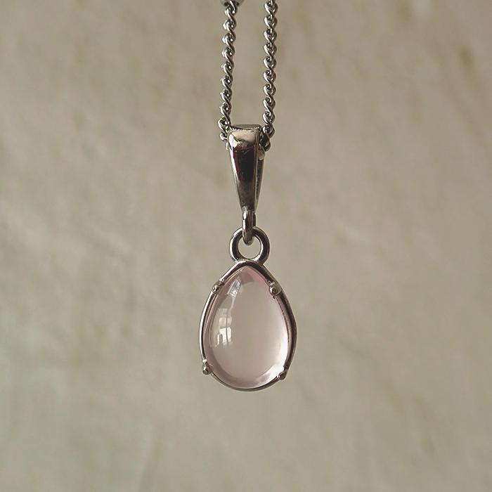 ローズクォーツ (50) ペンダントトップ サージカルステンレス SUS316