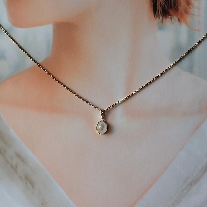 ストーン変更用 見本 天然石ネックレス『Drop』 カラーストーン カボションネックレス