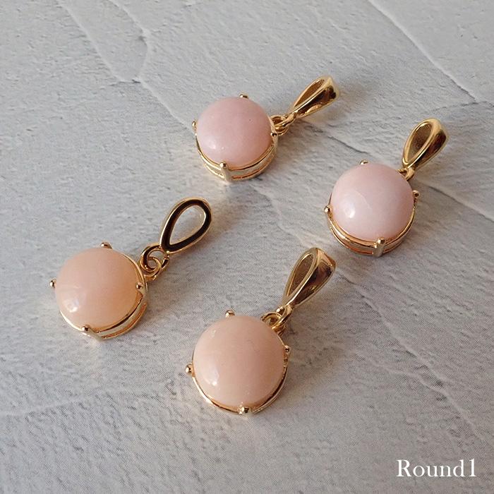 【専用】金箔ローゼンジカービング ピンクオパール ピンクオパール (54) ペンダントトップ サージカルステンレス