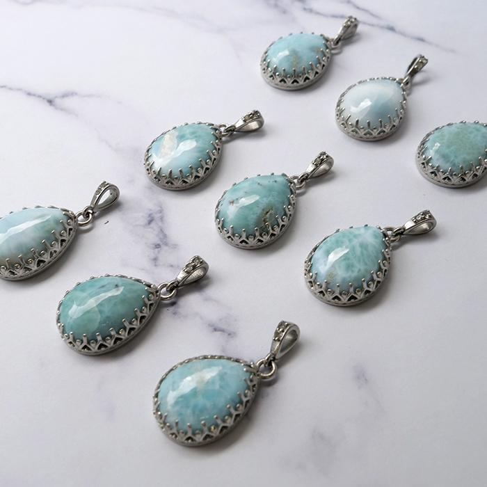 ラリマー ペンダントトップ ステンレス SUS304 金属アレルギー対応