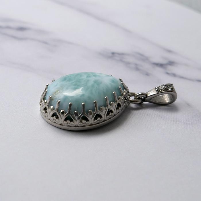 ラリマー ペンダントトップ ステンレス SUS304 金属アレルギー対応