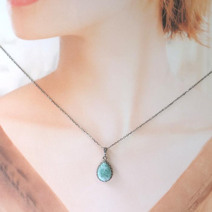 ラリマー ペンダントトップ ステンレス SUS304 金属アレルギー対応