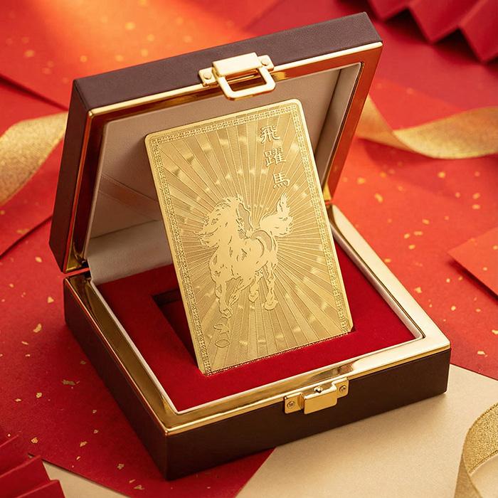 金運祈願 札 飛躍馬 午(うま)年 開運祈福 カード お守り 金色 干支 馬