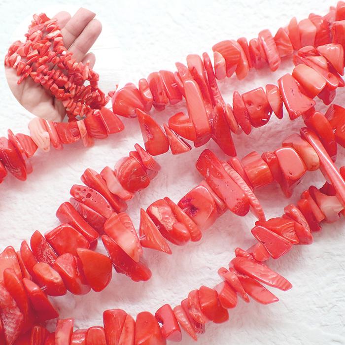 19. サンゴ ビーズ (染色) さざれビーズ 1連 全1色 #8 サザレ さざれ