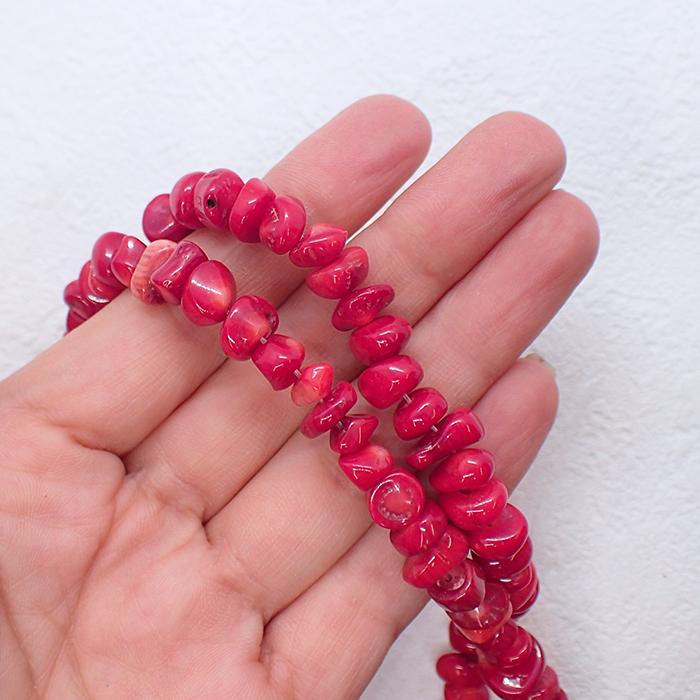 22. サンゴ ビーズ (染色) 中粒 さざれビーズ 1連 全1色 #11 サザレ