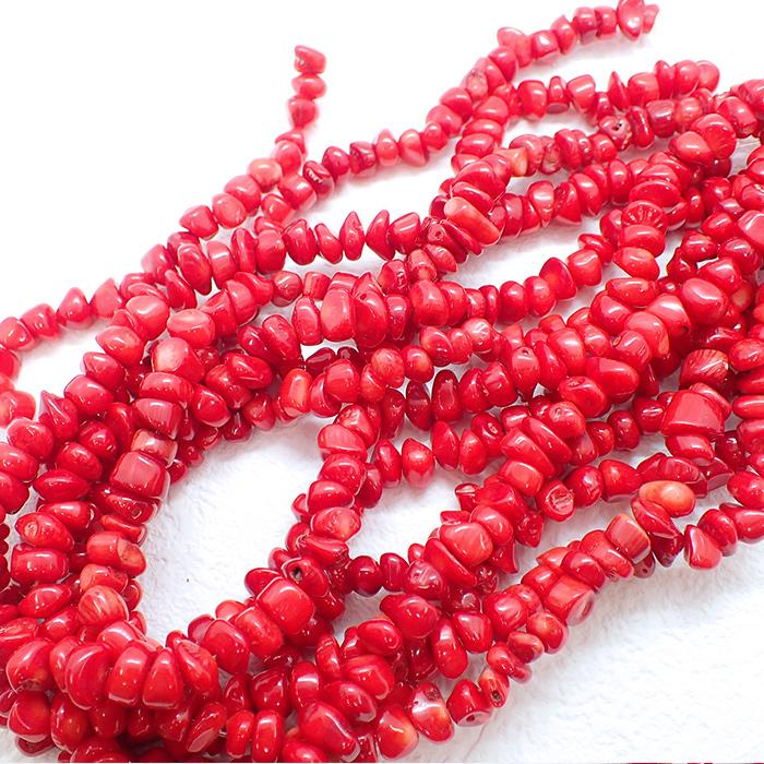 22. サンゴ ビーズ (染色) 中粒 さざれビーズ 1連 全1色 #11 サザレ