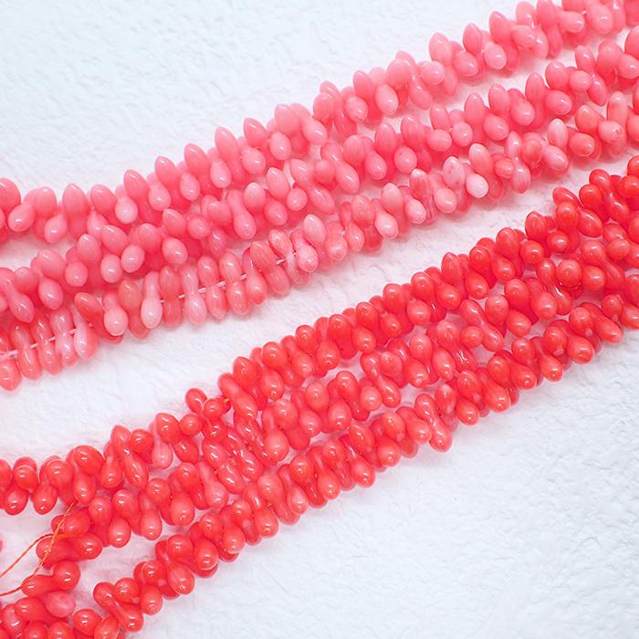 24. サンゴ ビーズ (染色) ピーナッツ 1連 全1色 ピーナツ ファル