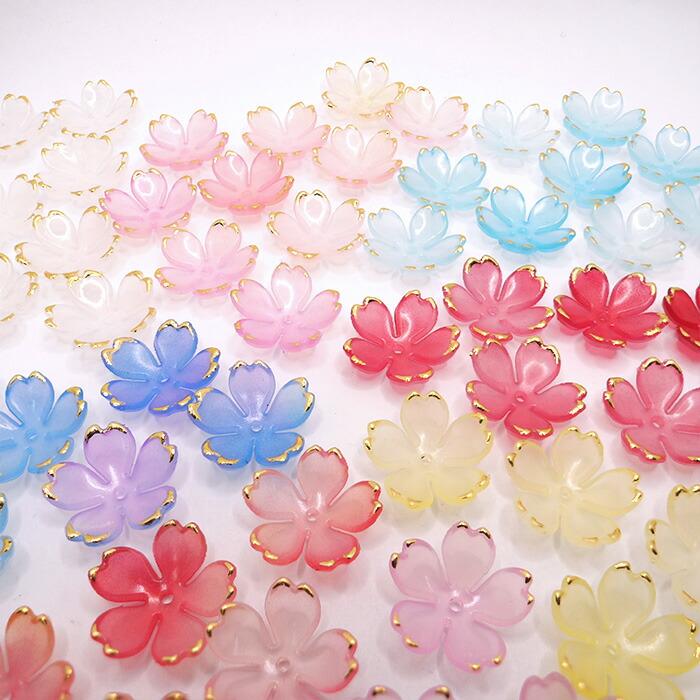【桜　クリスマスパーツ】 デコパーツ (104.桜金彩プラパーツ 18mm 30個 ) 桜 さくら サクラ 花