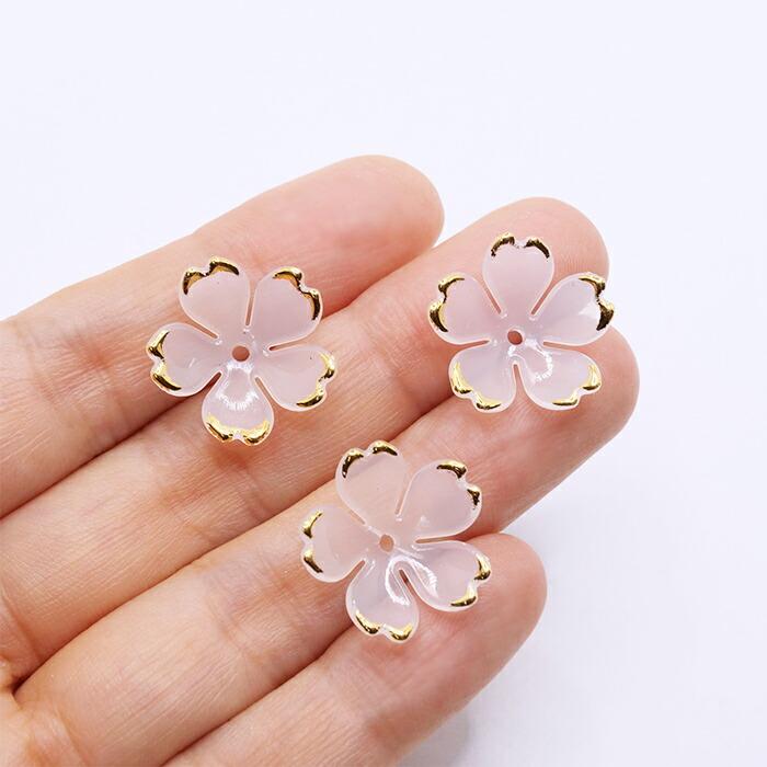 デコパーツ (104.桜金彩プラパーツ 18mm 30個 ) 桜 さくら サクラ 花