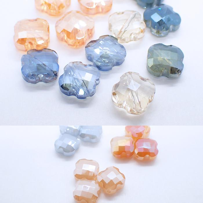 メッキガラスビーズ 27.クローバー 11.5mm 10個 クローバー ビーズ 